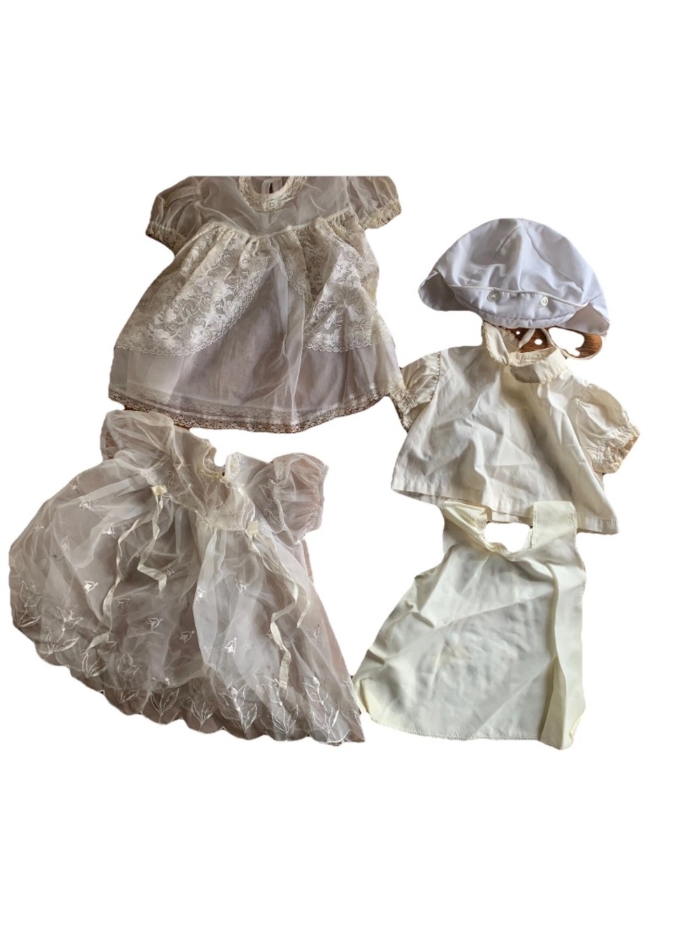 Vtg Baby Girls White Dresses 1 W/Carol Joy Creations Tag 3/6 Mos?? Bonnet Slip